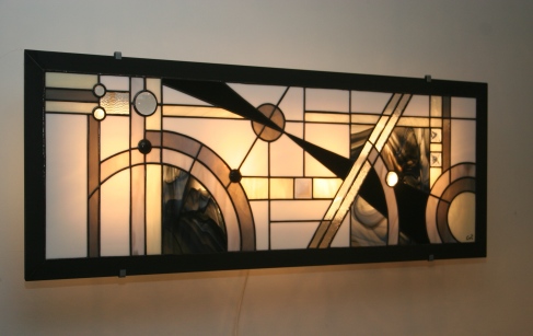 Très Grande (96*35 cm) Applique murale/Tableau lumineux Vitrail Tiffany Art Déco Edora